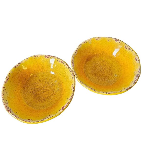 Pier 1 Carmelo Melamine Salad 2Bowls &amp; Plate rustic crackle unbreakable dish - Picture 3 of 16